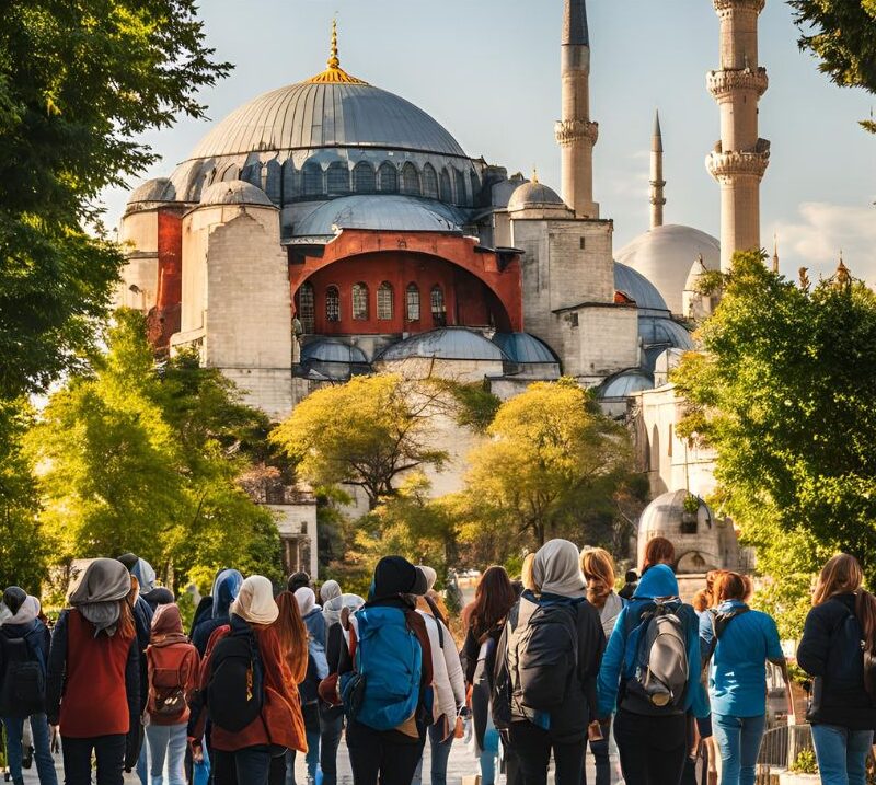 Tour group walking in Sultanahmet