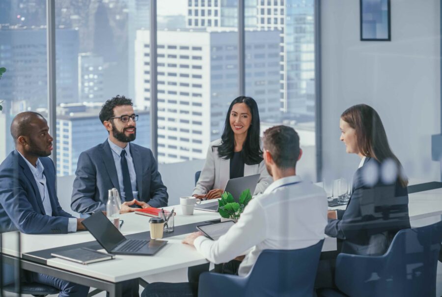 Modern Multi-Ethnic Office Conference Room Meeting